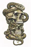 snake coming in and out of a skull tattoo design idea