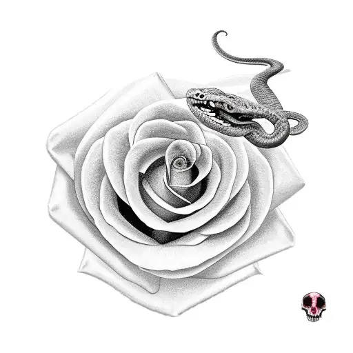 snake and rose tattoo design idea