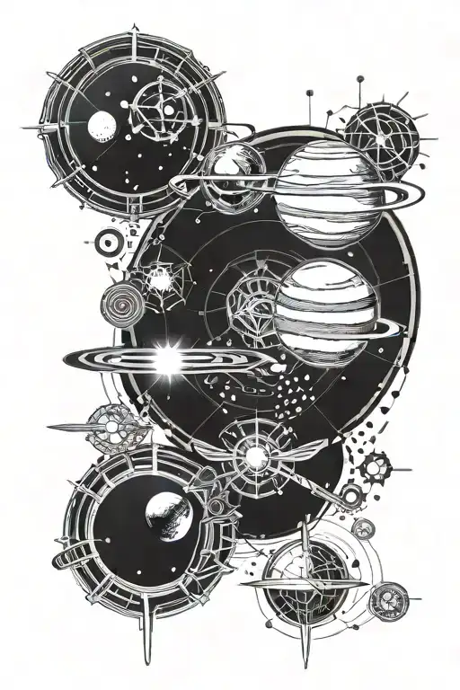 solar system planets tattoo design idea