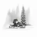 A snowmobile racing through a circuit board tattoo design idea