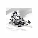 A snowmobile racing through a circuit board tattoo design idea