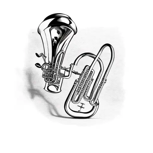 Sketch "Pinup With Tuba" Tattoo Idea - BlackInk