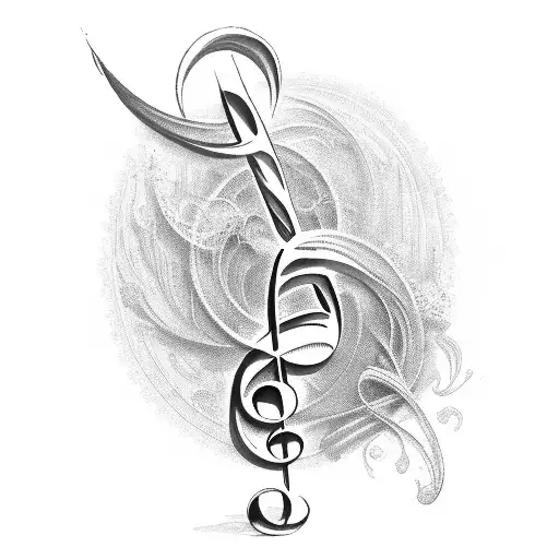 music bass clef beach tattoo design idea
