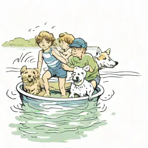 art swimming children grandchildren dogs tattoo design idea