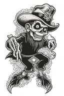 sheet ghost with trucker hat on  tattoo design idea