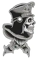 sheet ghost with trucker hat on  tattoo design idea