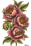 Peony with Josiah as the stem tattoo design idea