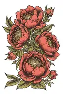Peony with Josiah as the stem tattoo design idea