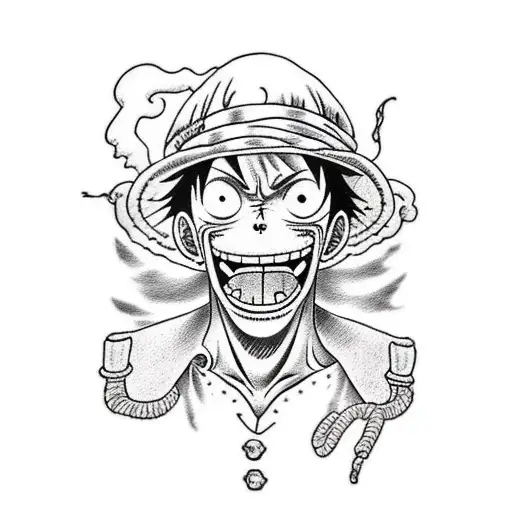 A detailed tattoo of Monkey D. Luffy from One Piece  tattoo design idea