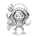 A detailed blackwork tattoo of Monkey D. Luffy from One Piece  tattoo design idea