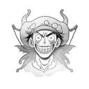 A detailed blackwork tattoo of Monkey D. Luffy from One Piece  tattoo design idea