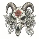 cannibal corpse style goat skull tattoo design idea