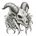 cannibal corpse style goat skull tattoo design idea