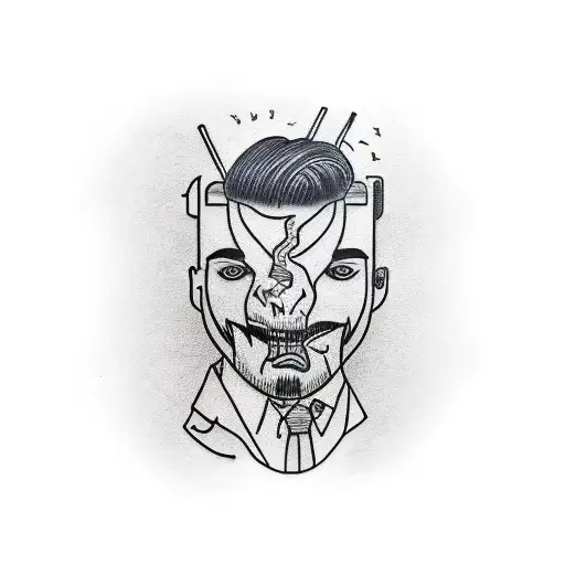man with suitcase head  tattoo design idea