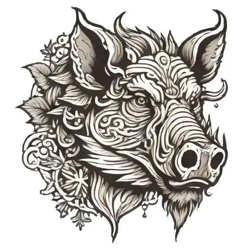 boar head tattoo design idea