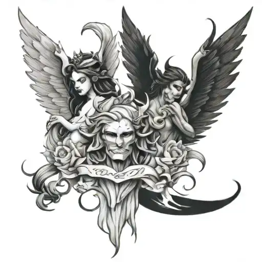 half angel half devil tattoo design idea
