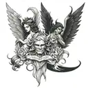 half angel half devil tattoo design idea