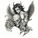 half angel half devil tattoo design idea