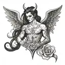 half angel half devil tattoo design idea