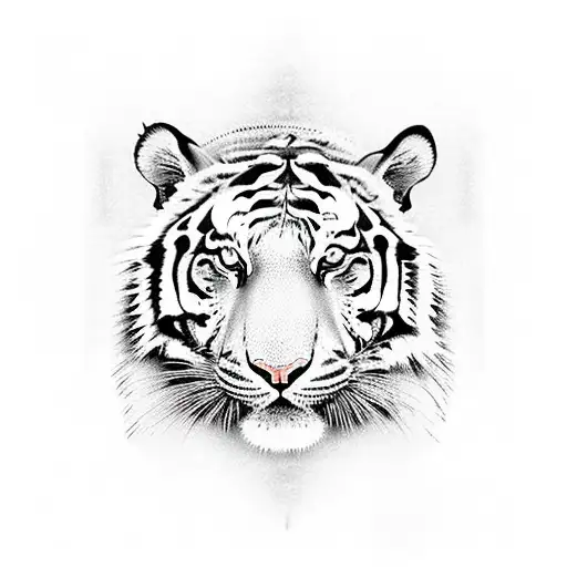 two Tigers mirrored with Thai Ornaments  tattoo design idea