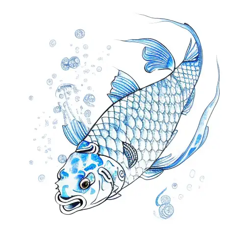 blue koi fish tattoo design idea