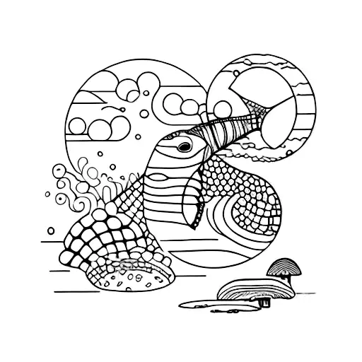 orcas and mushrooms  tattoo design idea