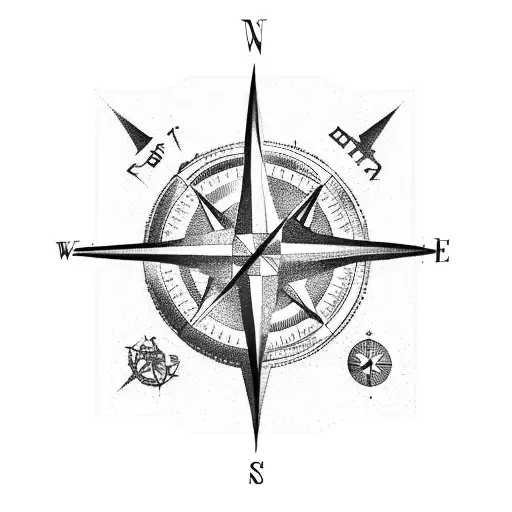 compass with arrow about finding your way in life tattoo design idea