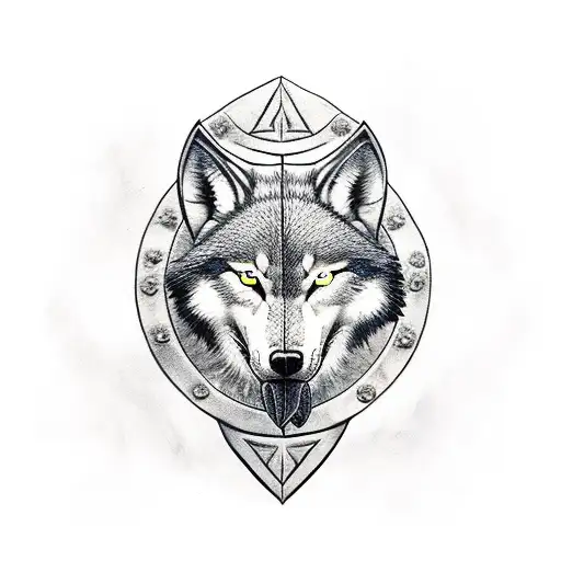 Spartan Shield with half Spartan half wolf head tattoo design idea
