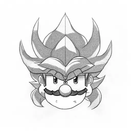 Mario bros besando a goku tattoo design idea