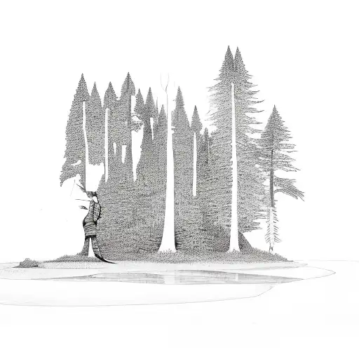 woman hugging redwood tree tattoo design idea