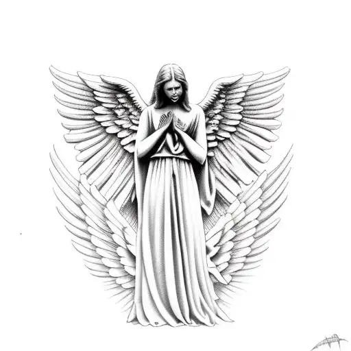 angel weeping over grave tattoo design idea