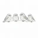  A unit design in shadows, branch on stones, a bird posing on a branch with pirul leaves and three birds flying tattoo design idea