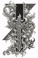 fire water family cross tattoo design idea