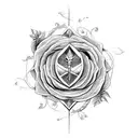 sagittarius symbol with roses and vines tattoo design idea