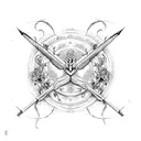 sagittarius symbol with roses and vines tattoo design idea