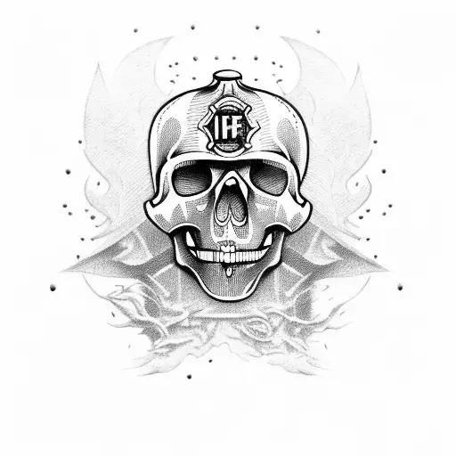 firefighter skull  tattoo design idea