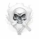 firefighter skull  tattoo design idea