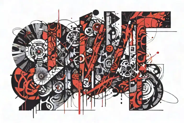 letters techno tattoo design idea