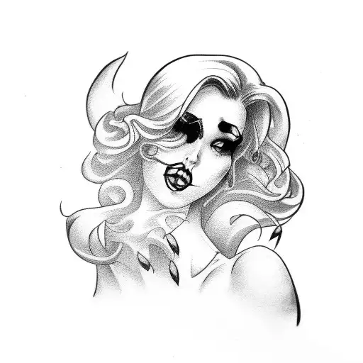 gothic pin up girl tattoo design idea