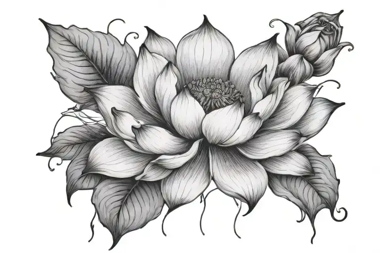 lotus flower wilting rose tattoo design idea