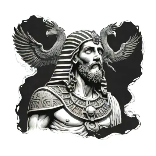 jesus christ + ancient egypt emperor tattoo design idea