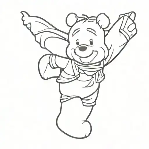 Winnie The Pooh in boots full height tattoo design idea