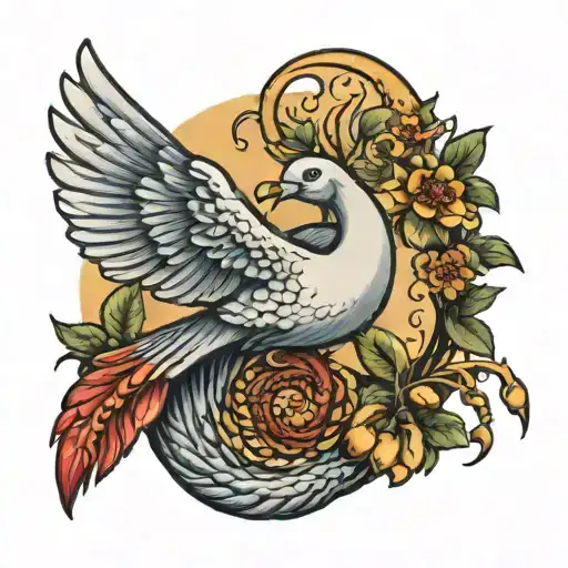 dove and scorpion crawling tattoo design idea