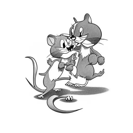 tom and jerry boxing tattoo design idea