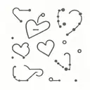 morse code a, solid love heart, semi colon, outline love heart, morse code j tattoo design idea