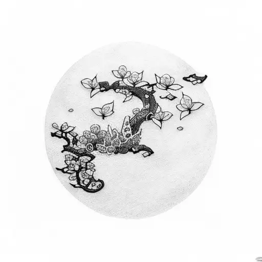 toothless with cherry blossom tree tattoo design idea