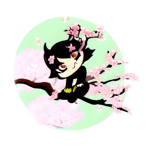 toothless with cherry blossom tree tattoo design idea