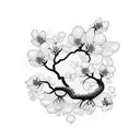 toothless with cherry blossom tree tattoo design idea