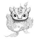 toothless with cherry blossom tree tattoo design idea