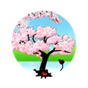 toothless with cherry blossom tree tattoo design idea